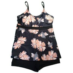 2 Piece Floral Print Swimsuit Tankini With Tank Top And Shorts  Size 3XL